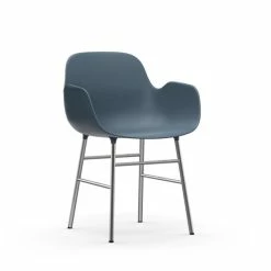 Normann Copenhagen Form Chrome Lehnstuhl Mit Armlehnen - H 80 X B 56 X T 52 Cm - Blue