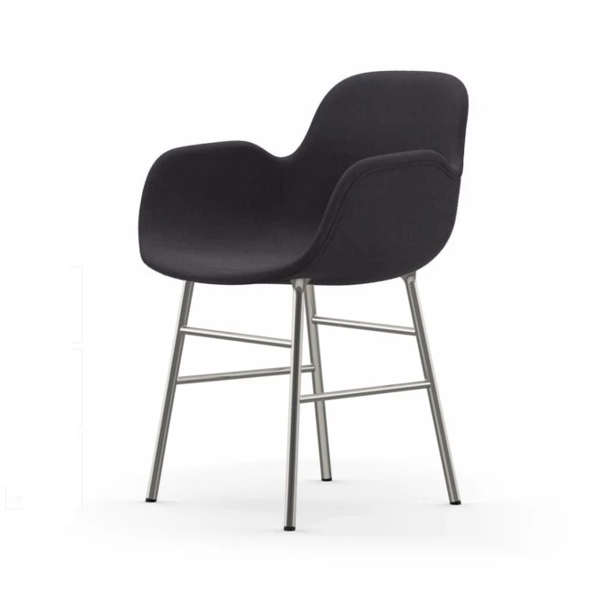 Normann Copenhagen Normann Form Chrome Lehnstuhl Textil-gepolstert Fame - H 80 X B 56 X T 52 Cm - Dark Grey 60019