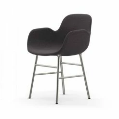 Normann Copenhagen Normann Form Chrome Lehnstuhl Textil-gepolstert Breeze Fusion - H 80 X B 56 X T 52 Cm - Dark Grey 4001