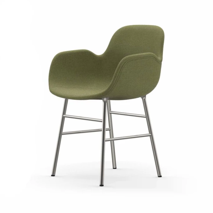 Normann Copenhagen Normann Form Chrome Lehnstuhl Textil-gepolstert Breeze Fusion - H 80 X B 56 X T 52 Cm - Green - 4803