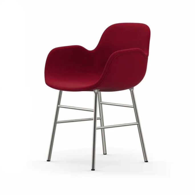 Normann Copenhagen Normann Form Chrome Lehnstuhl Textil-gepolstert Fame - H 80 X B 56 X T 52 Cm - Red 64089
