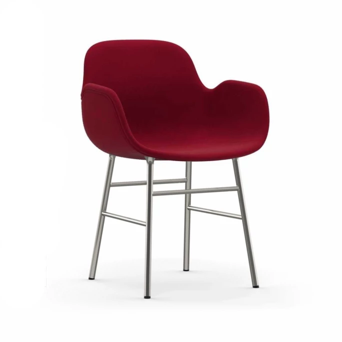 Normann Copenhagen Normann Form Chrome Lehnstuhl Textil-gepolstert Fame - H 80 X B 56 X T 52 Cm - Red 64089 – Bild 2