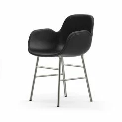 Normann Copenhagen Normann Form Chrome Lehnstuhl Leder-gepolstert Tango - H 80 X B 56 X T 52 Cm - Black-41599