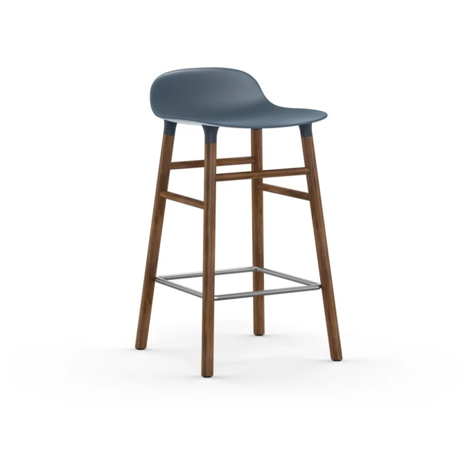 Normann Copenhagen Form Barstuhl Walnut - Sitzhöhe 65 Cm - B 43 X T 43 Cm - Blue