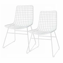 HK Living Wire Dining Chair Esszimmerstuhl - 2 Stühle - B 54 X T 47 X H 86 Cm - White