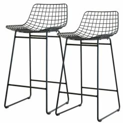 HK Living Wire Bar Stool Barhocker - 2 Hocker - B 47 X T 42 X H 89 Cm - Black