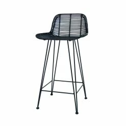 HK Living Rattan Bar Stool Barhocker - B 47 X T 42 X H 89 Cm - Black
