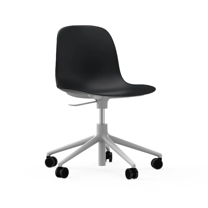Normann Copenhagen Form White Swivel Bürostuhl Mit Rollen - Höhe 86 Cm X Ø 72,5 Cm - Sitzhöhe 37-50 Cm - Black