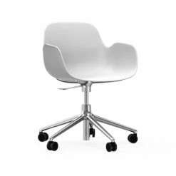Normann Copenhagen Form Armchair Swivel Bürostuhl Mit Rollen - Höhe 86 Cm X Ø 72,5 Cm - Sitzhöhe 37-50 Cm - White
