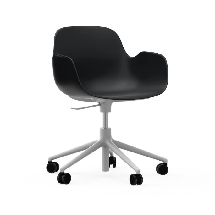 Normann Copenhagen Form White Swivel Bürostuhl Mit Rollen - Höhe 86 Cm X Ø 72,5 Cm - Sitzhöhe 37-50 Cm - Black