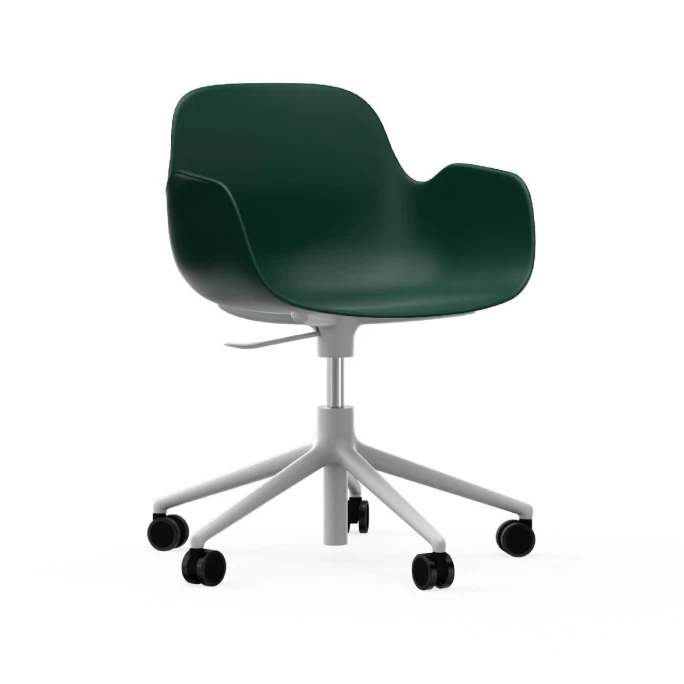 Normann Copenhagen Form White Swivel Bürostuhl Mit Rollen - Höhe 86 Cm X Ø 72,5 Cm - Sitzhöhe 37-50 Cm - Green