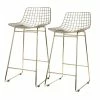 HK Living Wire Bar Stool Barhocker - 2 Hocker - 42x47 Cm - Höhe 89 Cm - Brass