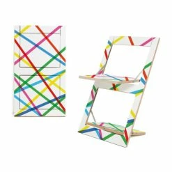 AMBIVALENZ Fläpps Bunte Linien Klappstuhl - Beidseitig Bedruckt - H/B/T 75 X 47 X 45 Cm - Bunte Linien