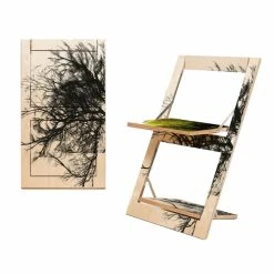 AMBIVALENZ Fläpps Baum/Baum Gelb Klappstuhl - Beidseitig Bedruckt - H/B/T 75 X 47 X 45 Cm - Baum/Baum Gelb