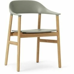 Normann Copenhagen Herit Lehnstuhl Mit Armlehnen - H 81,5 X B 60 X T 51 Cm - Dusty Green / Eiche Natur