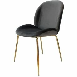 Kayoom STUHL Charlize 110 2er-Set - 2 Stühle à 53x47x90 Cm - Grau / Messing