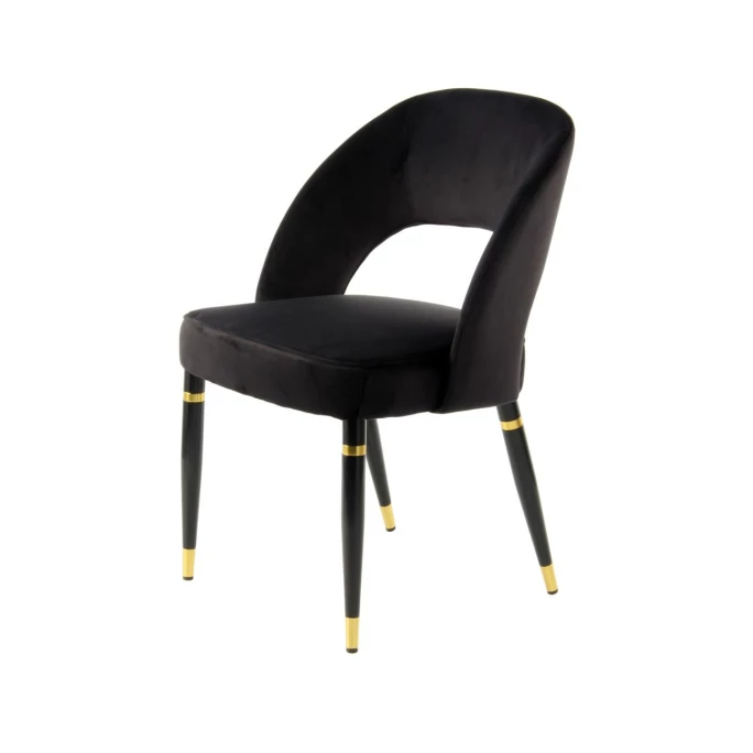 Kayoom Stuhl Courtney 525 - 2er-Set - 2 Stühle à 56 X 58 X 83 Cm - Schwarz / Gold