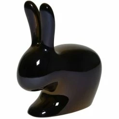 Qeeboo Rabbit Chair Metall Finish Stuhl - 68,8 X 39,5 X 80 Cm - Black Pearl