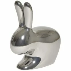 Qeeboo Rabbit Chair Metall Finish Stuhl - 68,8 X 39,5 X 80 Cm - Silver
