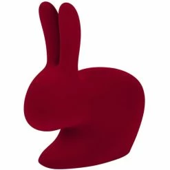 Qeeboo Rabbit Chair Velvet Finish Stuhl - 68,8 X 39,5 X 80 Cm - Red