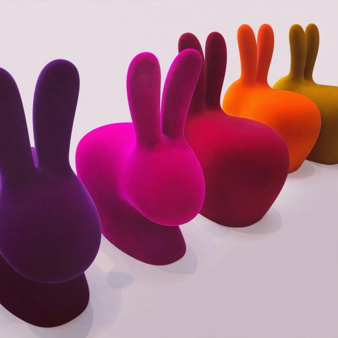 Qeeboo Rabbit Chair Velvet Finish Stuhl - 68,8 X 39,5 X 80 Cm - Purple – Bild 2