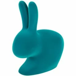 Qeeboo Rabbit Chair Velvet Finish Stuhl - 68,8 X 39,5 X 80 Cm - Turquoise