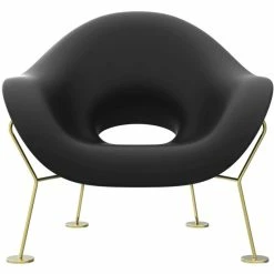 Qeeboo Pupa Brass Base Indoor Sessel - 87 X 78 X 84 Cm - Black