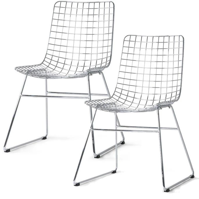 HK Living Wire Dining Chair Esszimmerstuhl - 2er-Set - 2 Stühle à B 47 X T 54 X H 86 Cm - Chrome