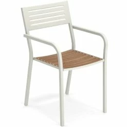 Emu SEGNO Armlehnstuhl Mit Teak-Sitzfläche - 4er-Set - 4 Stühle à 84 X 52 X 53 Cm - Weiß-teak