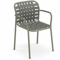 Emu YARD Armlehnstuhl 4er Set - 4 Stühle à 81 X 58 X 55 Cm - Hellgrau/grau-grün