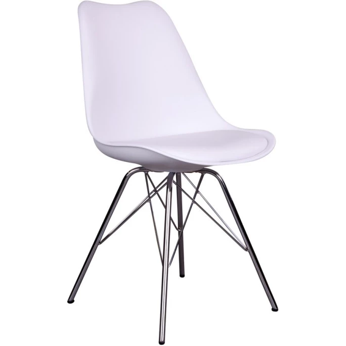 House Nordic Oslo Stuhl - 2er-Set - 2er-Set: 55x48x86 Cm - Weiß - Mit Chrom-Stuhlbeinen