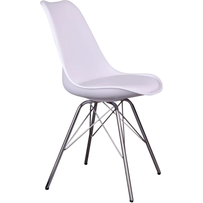 House Nordic Oslo Stuhl - 2er-Set - 2er-Set: 55x48x86 Cm - Weiß - Mit Chrom-Stuhlbeinen – Bild 3