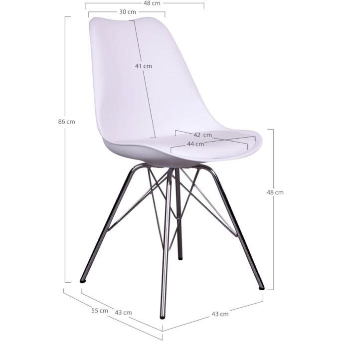 House Nordic Oslo Stuhl - 2er-Set - 2er-Set: 55x48x86 Cm - Weiß - Mit Chrom-Stuhlbeinen – Bild 5