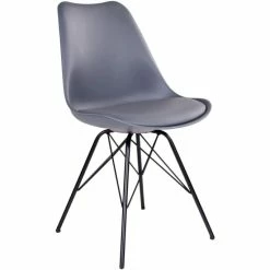 House Nordic Oslo Stuhl - 2er-Set - 2er-Set: 55x48x86 Cm - Grau - Mit Schwarzen Stuhlbeinen