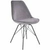 House Nordic Oslo Stuhl - 2er-Set - 2er-Set: 55x48x86 Cm - Velvet Grau - Mit Schwarzen Stuhlbeinen