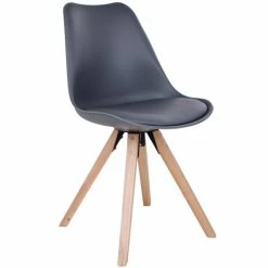 House Nordic Bergen Stuhl - 2er-Set - 2er-Set: 55x48x86 Cm - Grau - Mit Holzbeinen