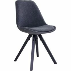 House Nordic Bergen Stuhl - 2er-Set - 2er-Set: 55x48x86 Cm - Dunkelgrau - Mit Schwarzen Holzbeinen