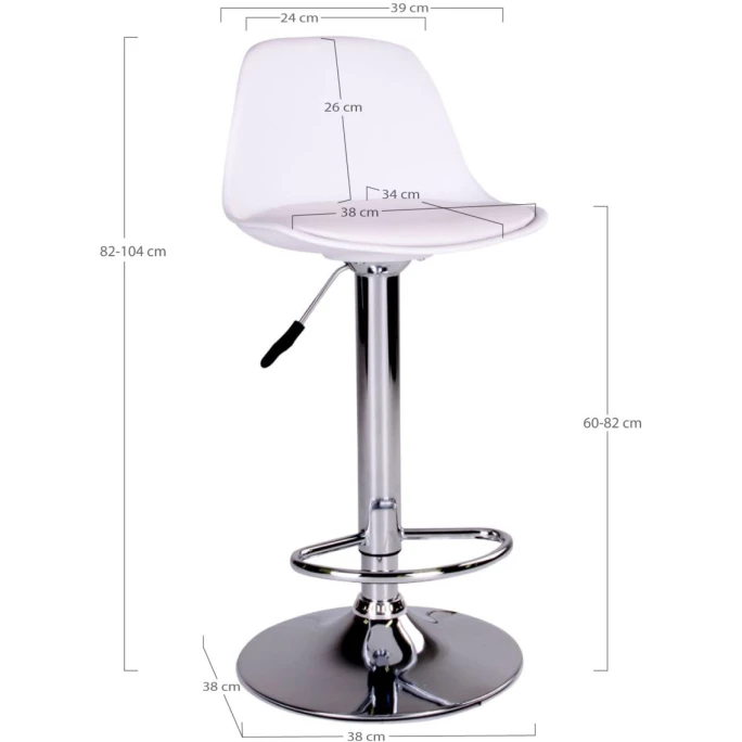 House Nordic Trondheim Barhocker 2er-Set - 2er-Set - 41x39x82-104 Cm - Weiß – Bild 5