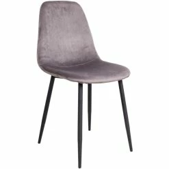 House Nordic Stockholm Stuhl 2er-Set - 2er-Set - 50x47x88 Cm - Velvet Grau - Mit Schwarzen Stuhlbeinen