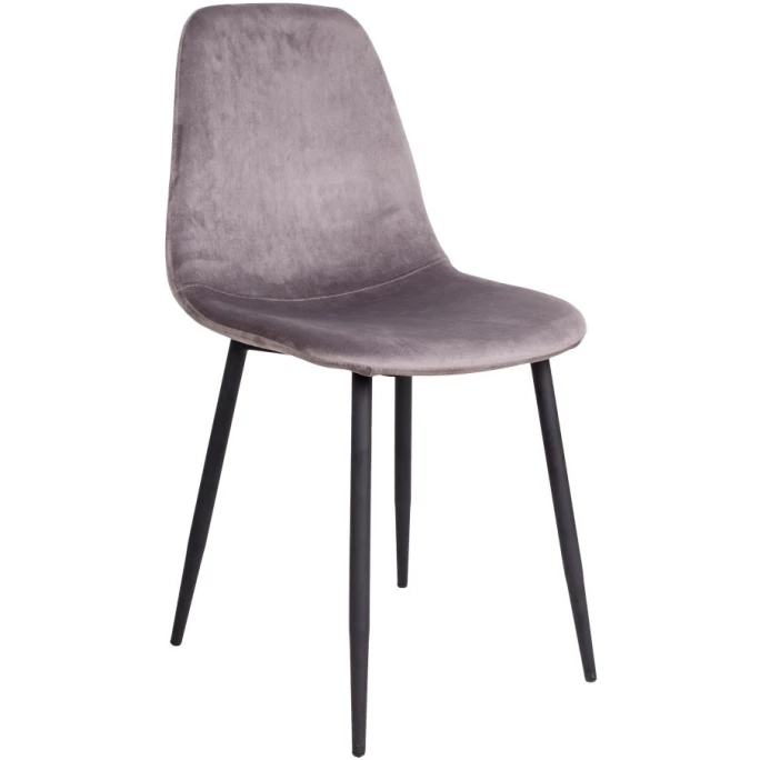 House Nordic Stockholm Stuhl 2er-Set - 2er-Set - 50x47x88 Cm - Velvet Grau - Mit Schwarzen Stuhlbeinen