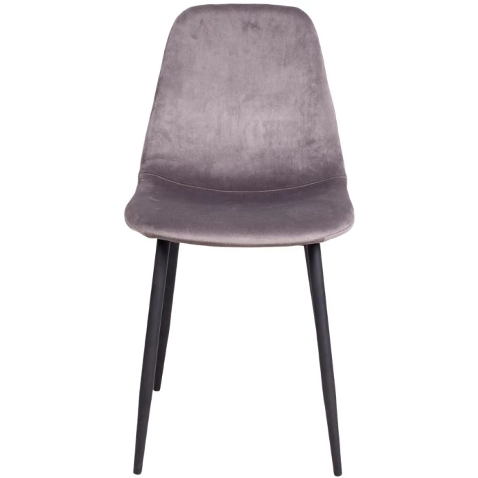 House Nordic Stockholm Stuhl 2er-Set - 2er-Set - 50x47x88 Cm - Velvet Grau - Mit Schwarzen Stuhlbeinen – Bild 2