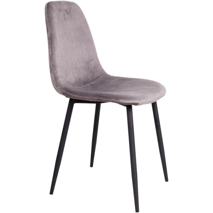 House Nordic Stockholm Stuhl 2er-Set - 2er-Set - 50x47x88 Cm - Velvet Grau - Mit Schwarzen Stuhlbeinen – Bild 3