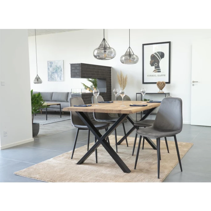 House Nordic Stockholm Stuhl 2er-Set - 2er-Set - 50x47x88 Cm - Velvet Grau - Mit Schwarzen Stuhlbeinen – Bild 5