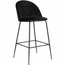 House Nordic Lausanne Barhocker 2er-Set - 2er-Set - 60x55x108 Cm - Schwarz - Mit Schwarzen Stuhlbeinen