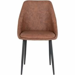 House Nordic Porto Stuhl 2er-Set - 2er-Set - 50x50x87 Cm - Braunes Kunstleder