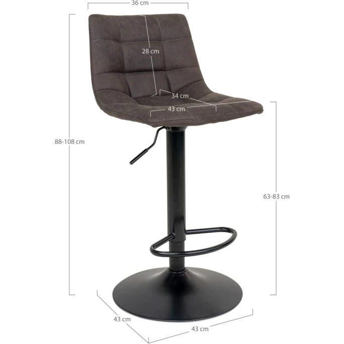 House Nordic Middelfart Barhocker 2er-Set - 2er-Set - 43x43x88-108 Cm - Grau – Bild 5