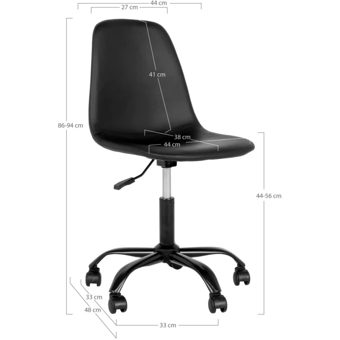 House Nordic Stockholm Bürostuhl - 48x44x86-94 Cm - Schwarz – Bild 5