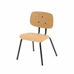 Sebra Oakee Kinderstuhl - 37x37 Cm - Höhe 57 Cm - Eiche + Schwarzes Metall