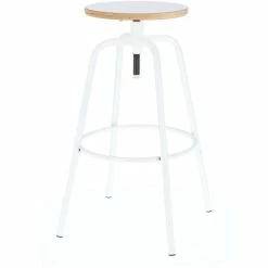 Jan Kurtz PARIS Bar-Drehhocker Höhenverstellbar - Ø 32 Cm - Höhe 70-80 Cm - Weiß/weiß