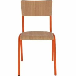 Jan Kurtz ZERO Stuhl Mit Sitzfläche Aus Echtholzfurnier - 82x43x51 Cm - Orange/eiche Matt